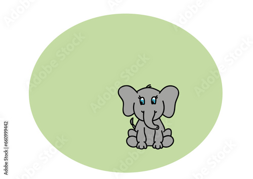 Dibujo infantil de elefante sobre fondo de color