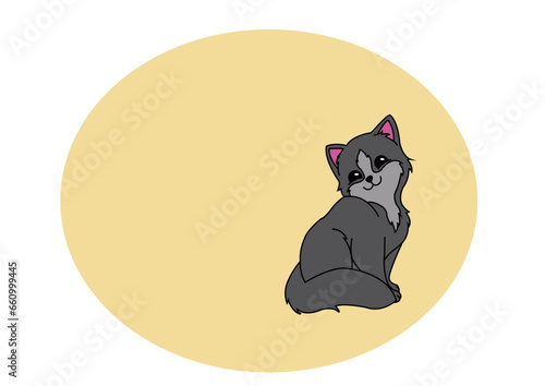 Dibujo gato sobre fondo de color
