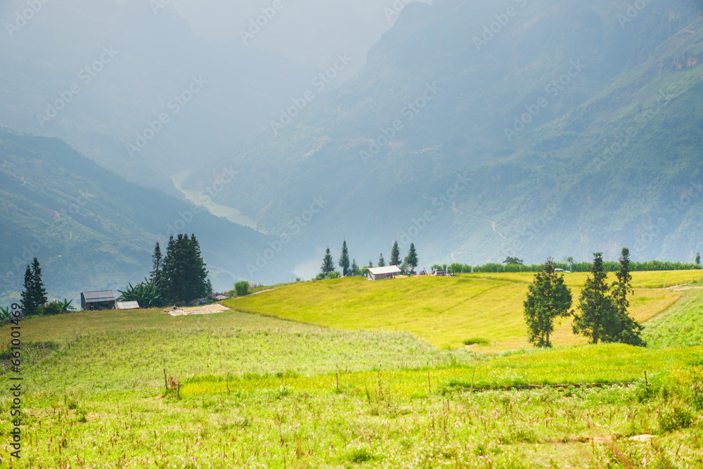 Obraz premium Scnenic view in Suoi Thau meadow, Xin Man, Ha Giang, Vietnam