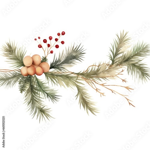 Christmas tree branch with berries