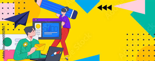 Business People Flat Vector Concept Operation Hand Drawn Illustration
