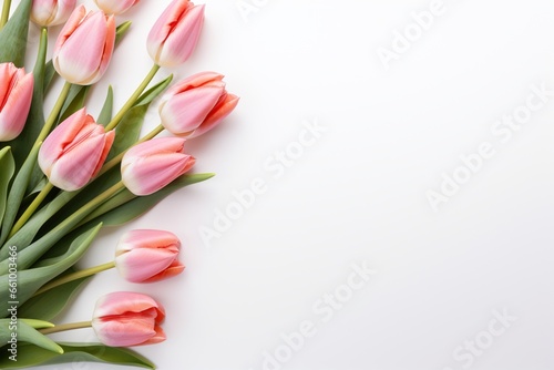 Tulips on White with Copy Space