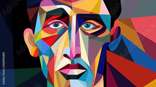 abstract geometry shape portrait of a person, colorful image. cubism © Gasipat