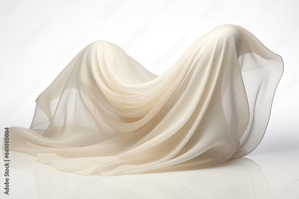 A white cloth draped elegantly over a pristine white surface A white cloth draped elegantly over a pristine white surface
