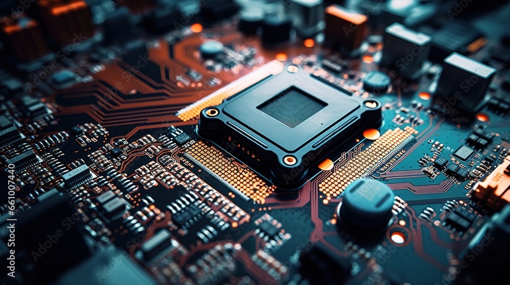 closeup on an advanced GPU ram microchip or cpu of a powerful computer board for artificial intelligence technology as wide banner design with copy space closeup on an advanced GPU ram microchip or cpu of a powerful computer board for artificial intelligence technology as wide banner design with copy space