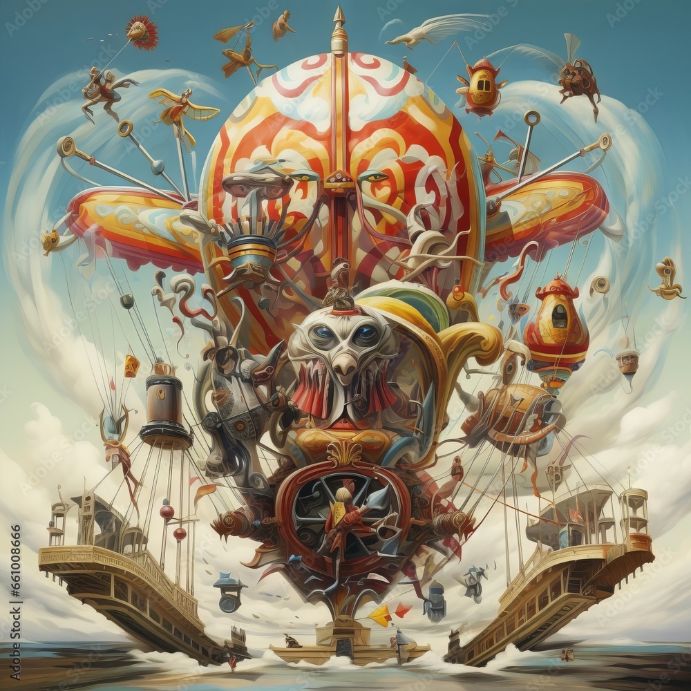 a surreal painting with a complex and mysterious structure - The God of Speed
