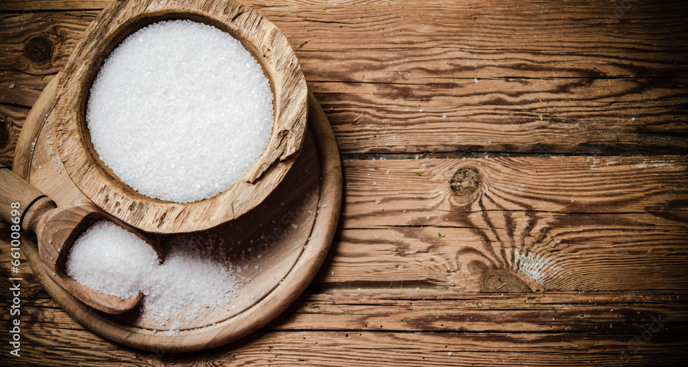 Salt background . On wooden table. Salt background . On wooden table.