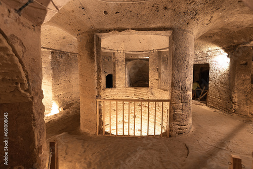 Inside view in the ancient  Catacombs of Kom el Shoqafa Alexandria Egypt photo