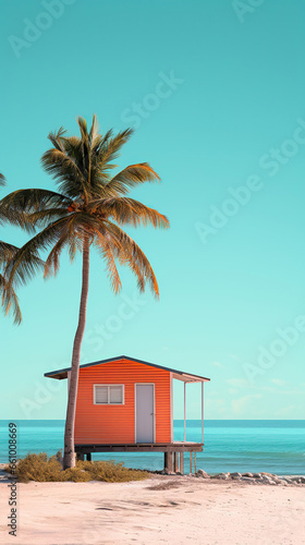 beach hut Tropical Tranquility  A Stilt House Amidst Palm Paradise beach with palm trees beach
