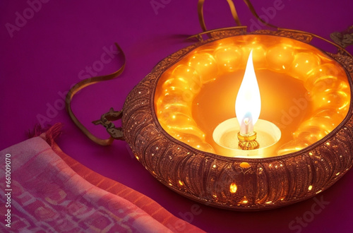 Candele decorative a olio in un ambiente suggestivo - meditazione e preghiera photo