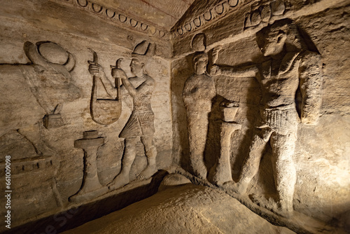 Inside view in the ancient  Catacombs of Kom el Shoqafa Alexandria Egypt photo
