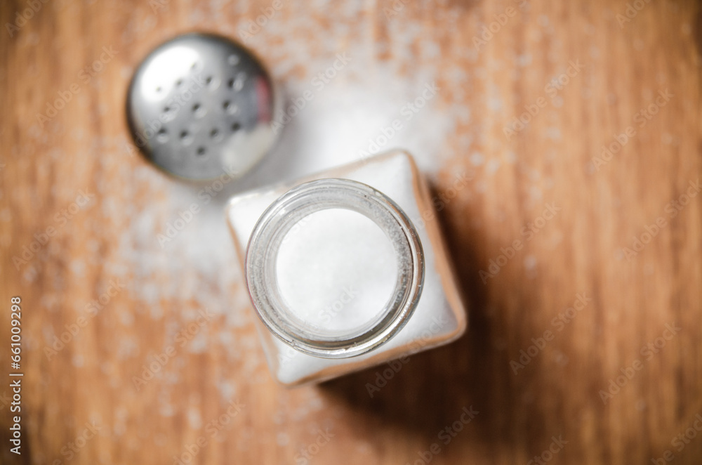 Salt background . On wooden table. Salt background . On wooden table.