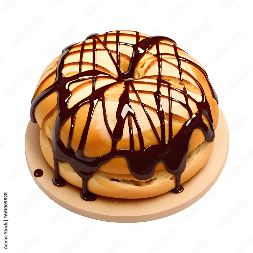 Fototapeta premium delicious chocolate pancake with chocolate syrup on a white background