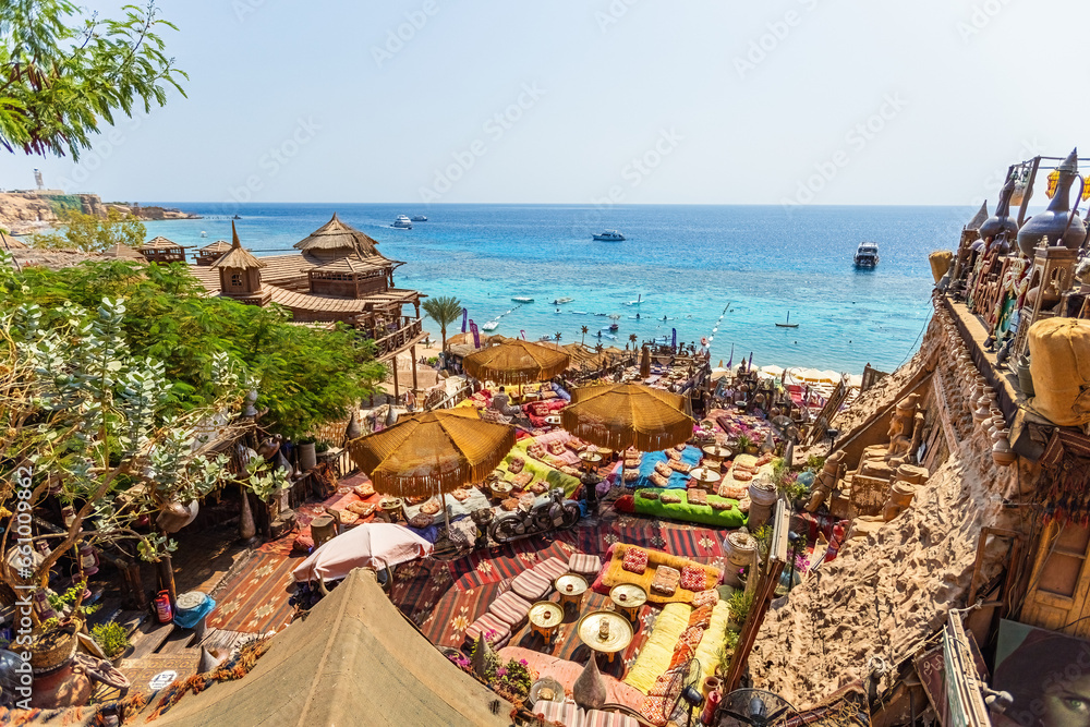 Famous Farsha cafe with lots of antique decoration in Sharm El Sheikh Egypt