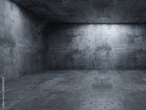 empty room with concrete floor and concrete wall background