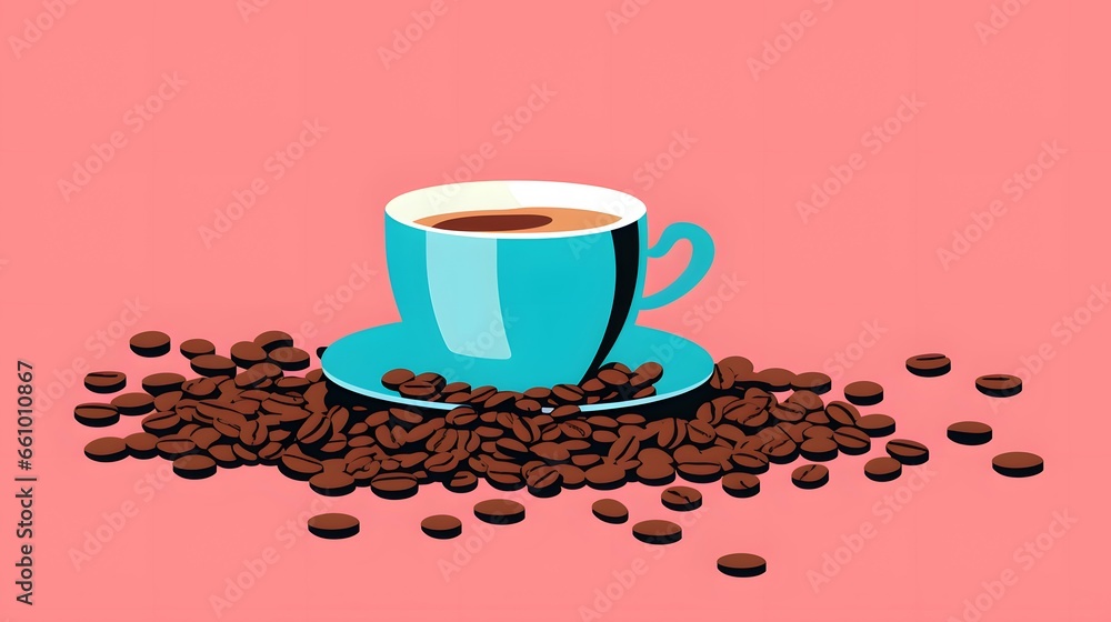 Obraz premium Coffee background illustration design, coffee beans, caffeine