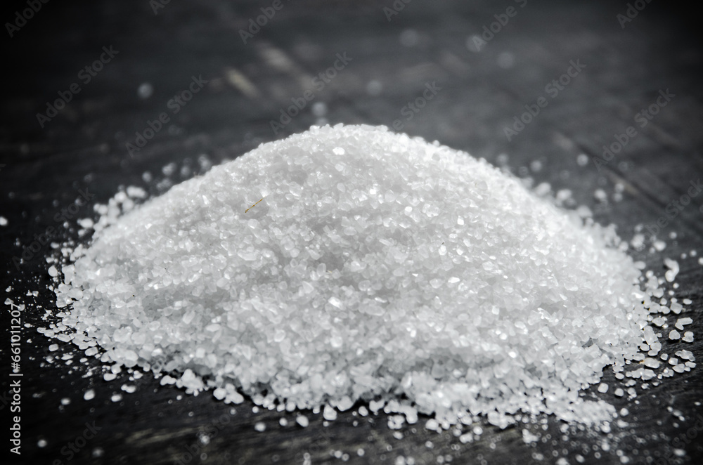 Salt background . On black table. Salt background . On black table.