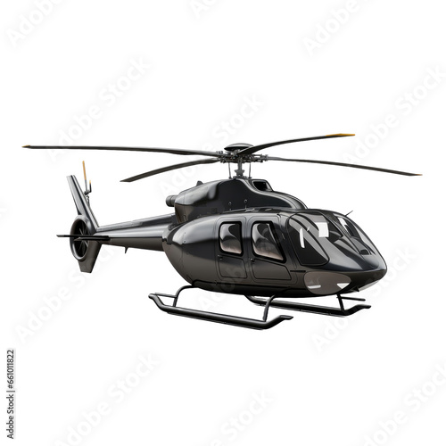 Black helicopter on transparent background