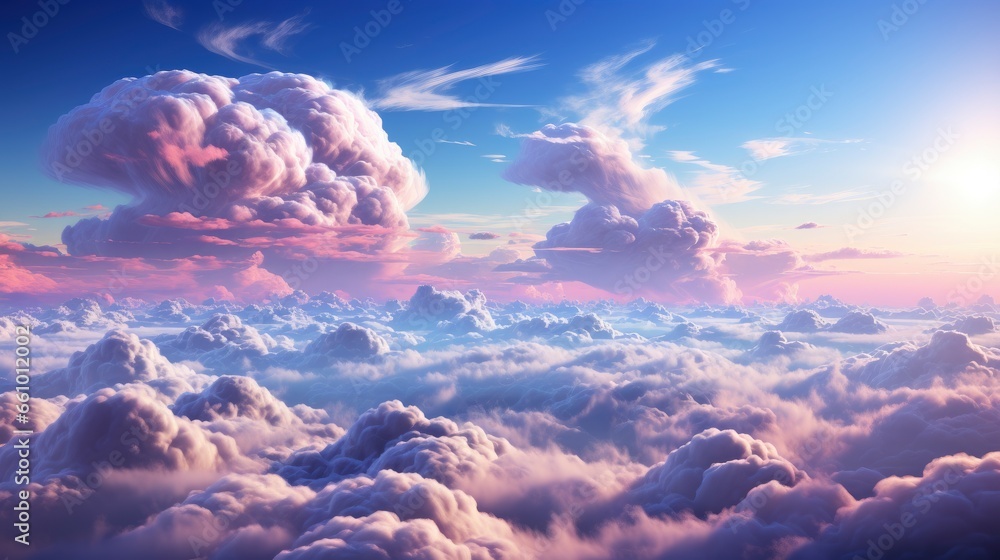 Naklejka premium Sky with clouds watercolour background , Background Image,Desktop Wallpaper Backgrounds, HD