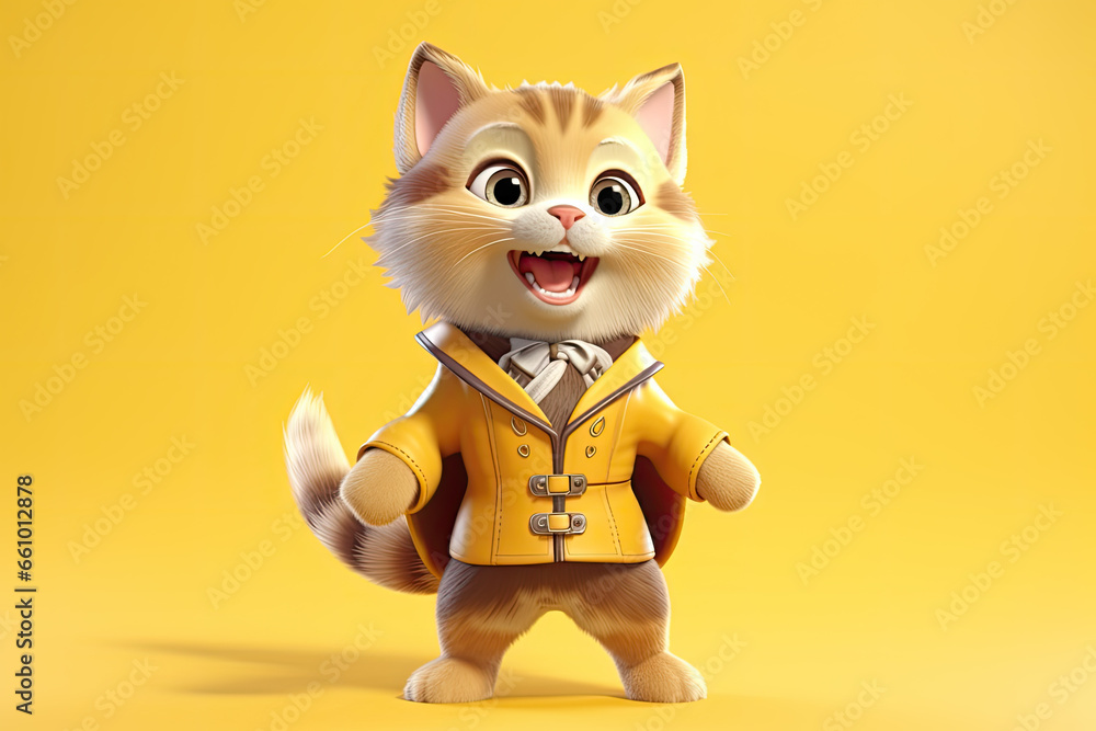 Petfluencers: The Adorable Cat's Quest to Become a Musketeer on Yellow Background Petfluencers: The Adorable Cat's Quest to Become a Musketeer on Yellow Background