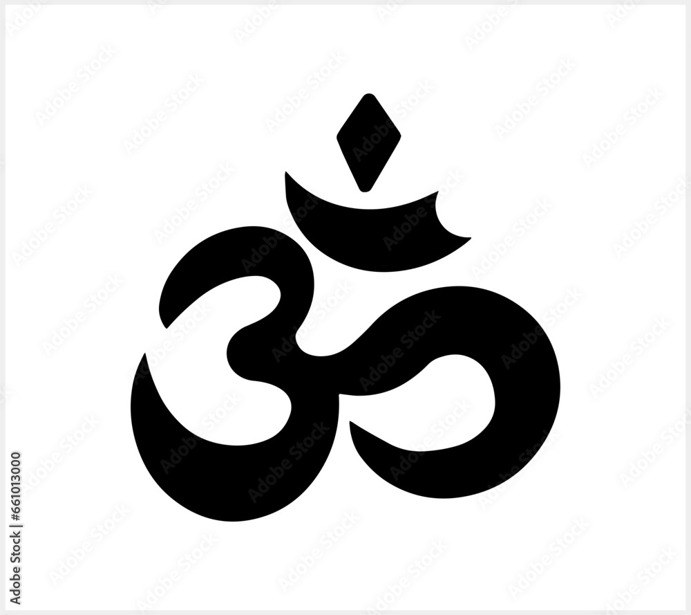 Om Symbol Isolated Oriental Element Hand Drawn Oum Icon Doodle 