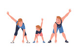 Happy Family Engaged in Sport Activity Doing Physical Exercise Vector Illustration