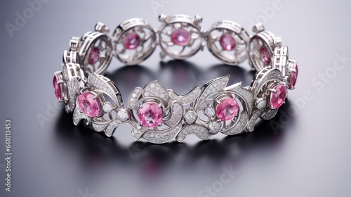 diamond bracelet with pink emerald
