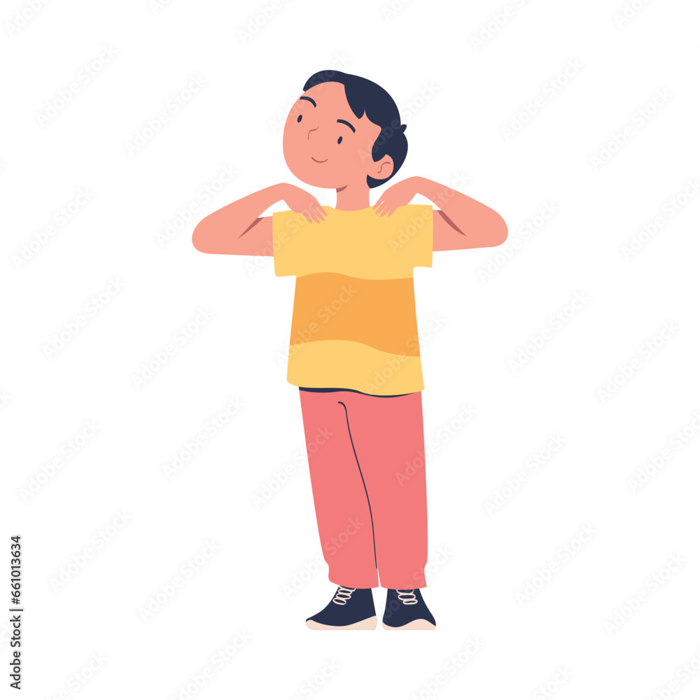 Teen Boy Engaged in Sport Activity Doing Physical Exercise Vector Illustration Teen Boy Engaged in Sport Activity Doing Physical Exercise Vector Illustration