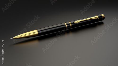 Pen icon black and gold 3d rendering