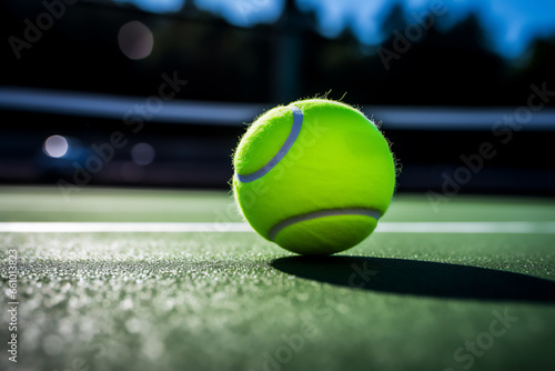 Tennis ball on court, natural lighting, realistic image © Ungrim