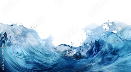 Fresh blue water wave splash isolated on transparent background. 