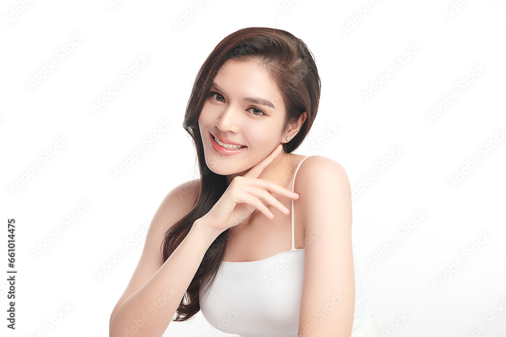 Beautiful young asian woman with clean fresh skin on white background, Face care, Facial treatment, Cosmetology, beauty and spa, Asian women portrait. Beautiful young asian woman with clean fresh skin on white background, Face care, Facial treatment, Cosmetology, beauty and spa, Asian women portrait.