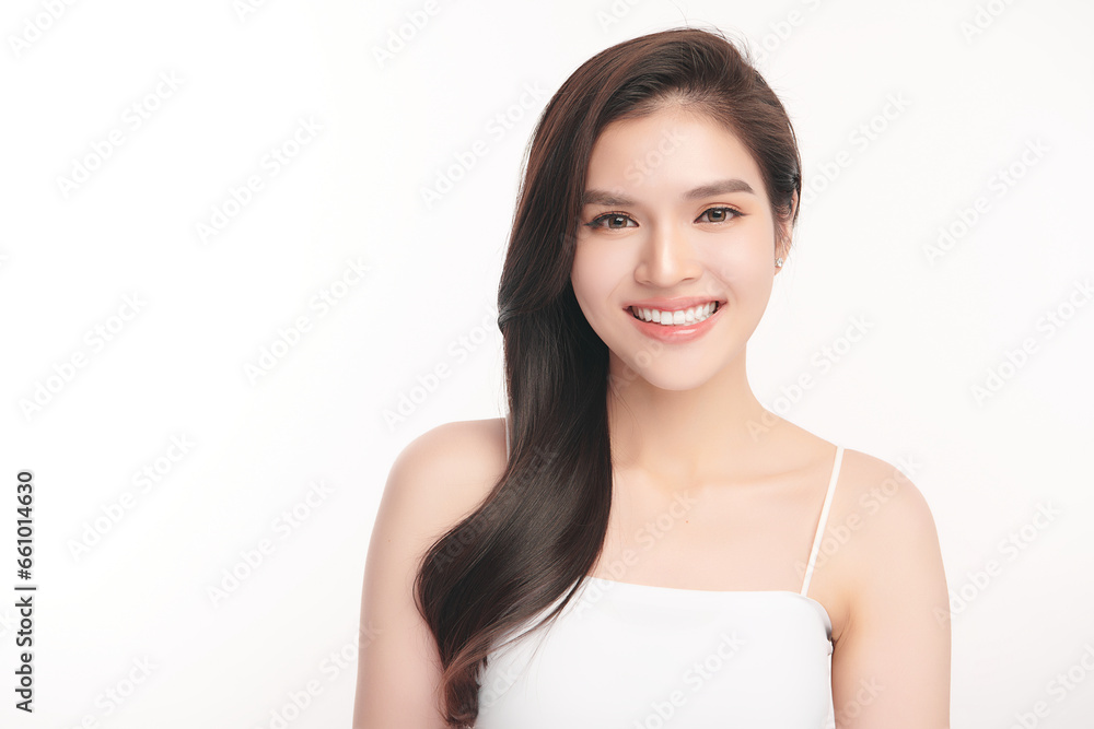 Beautiful smile young asian woman. White teeth on white background, Dental care. Dentistry concept. Beautiful smile young asian woman. White teeth on white background, Dental care. Dentistry concept.