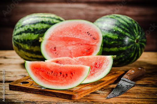 Sliced fresh watermelon .