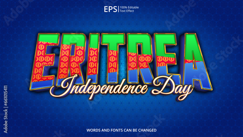 eritrea editable text effect with eritrea flag pattern suitable for poster design about holiday, Feast day or eritrea independence day moment photo