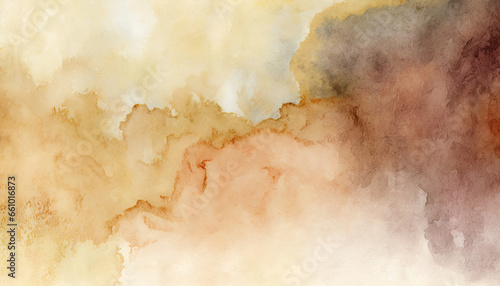 Watercolor textured background, stained, spilled tea on paper, generative ai