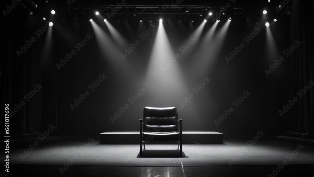 Solitude in the Spotlight: An Empty Stage - obrazy, fototapety, plakaty 