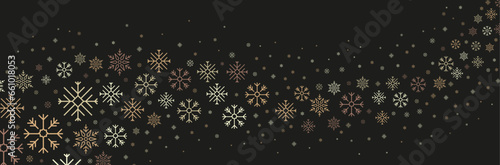 Bannière de flocons de neige pour les fêtes de fin d'année - Fond sombre et flocons lumineux - Décoration de Noël - Éléments vectoriels éditables pour les vacances d'hiver - Élégant et moderne  