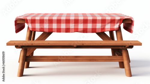 Wooden picnic table with benches
