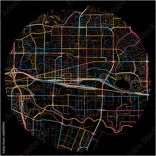 Colorful Map of Sparks, Nevada with all major and minor roads.