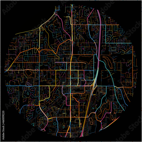 Colorful Map of FederalWay, Washington with all major and minor roads.