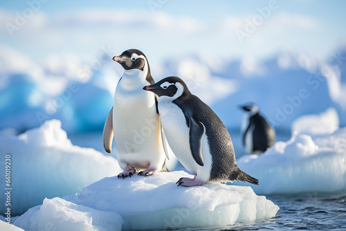 Gentoo penguins on the ice floe