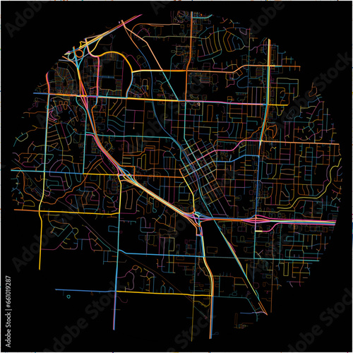 Colorful Map of LeesSummit, Missouri with all major and minor roads.