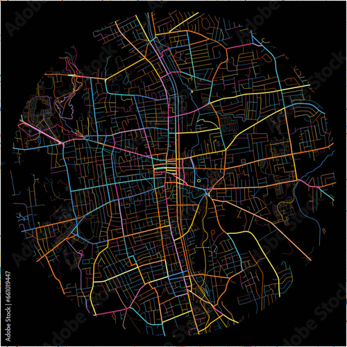 Colorful Map of Brockton, Massachusetts with all major and minor roads.