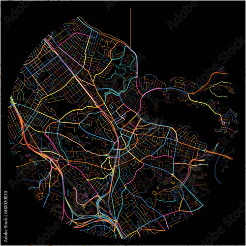 Colorful Map of Quincy, Massachusetts with all major and minor roads.