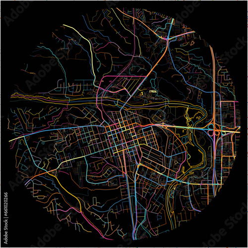 Colorful Map of Redding, California with all major and minor roads.