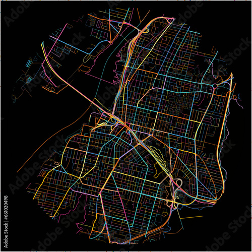 Colorful Map of FallRiver, Massachusetts with all major and minor roads.