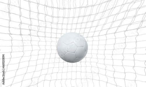 soccer ball in net Isolated on a white background