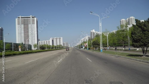 Pyongyang, North Korea, view of a street in the city center