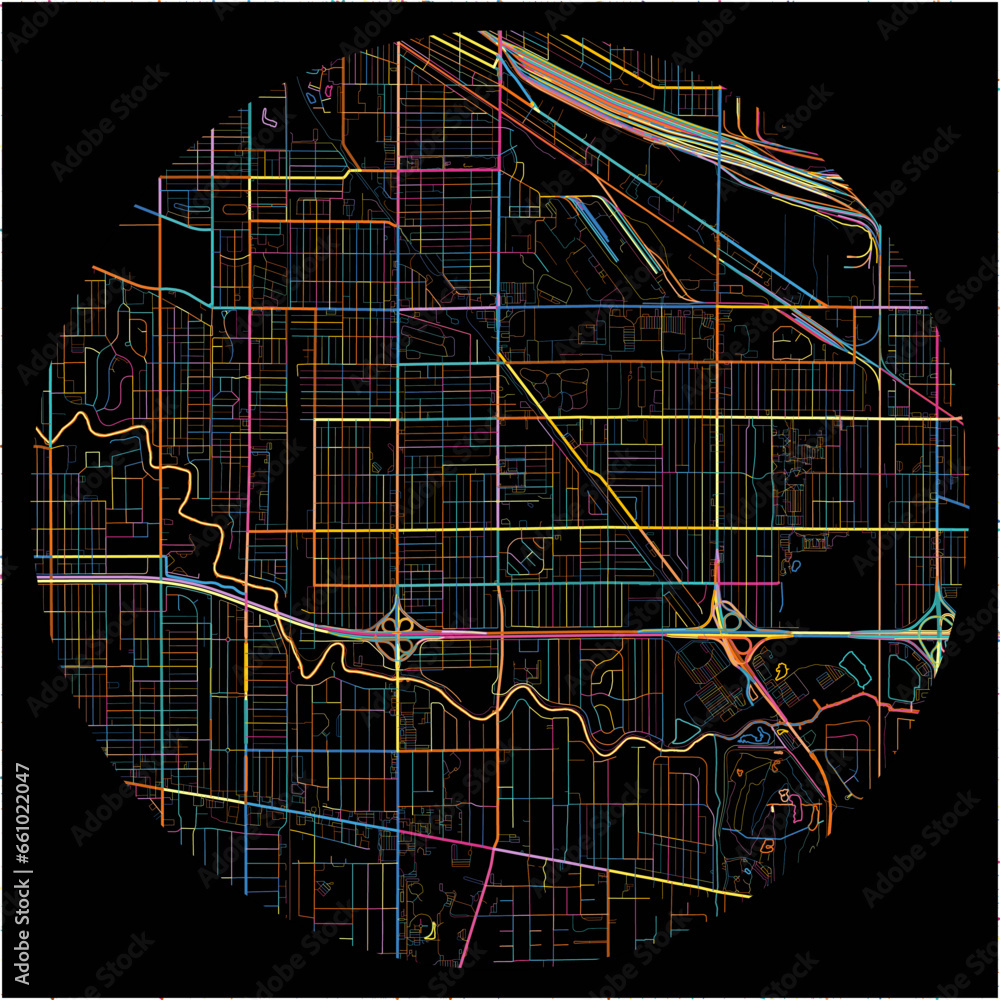 Colorful Map of Hammond, Indiana with all major and minor roads.